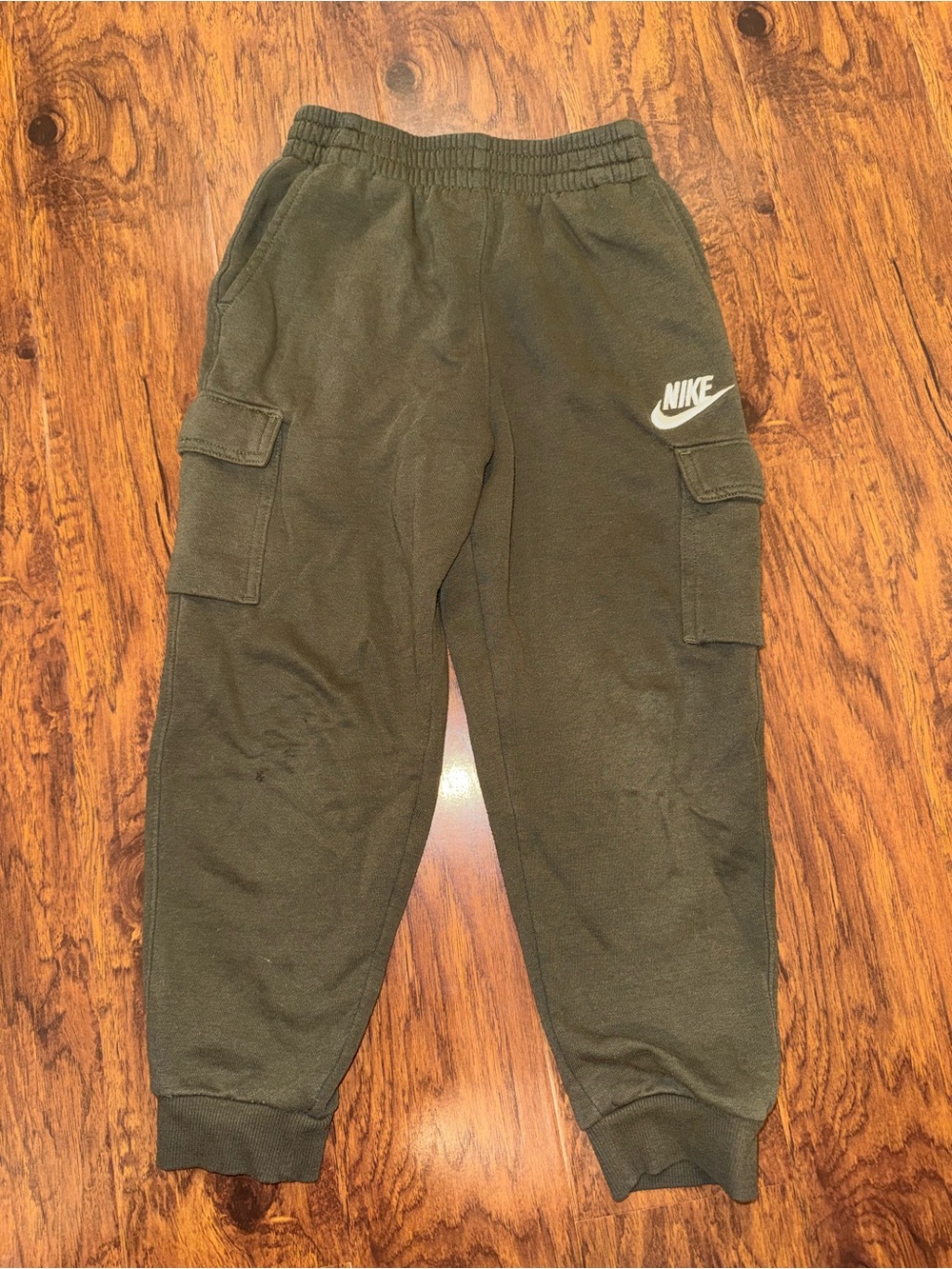 Nike Kids Olive Cargo Joggers with White Logo